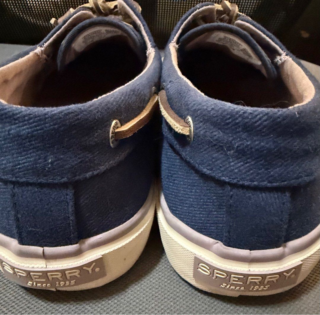 Sperry STS25537 Boat Shoes - Navy (Category: Casual Shoes) located in Pasig City. Submitted by mswise (Listing ID 1413897876, Image 3). Description: Navy blue Sperry boat shoes. Features a classic boat shoe design with leather laces and a white sole. The shoes have the Sperry logo on the insole and the back of the shoe. Made in Vietnam. Size 8.5 US, 7.5 UK, 41.5 EUR, and 26.5 CM..