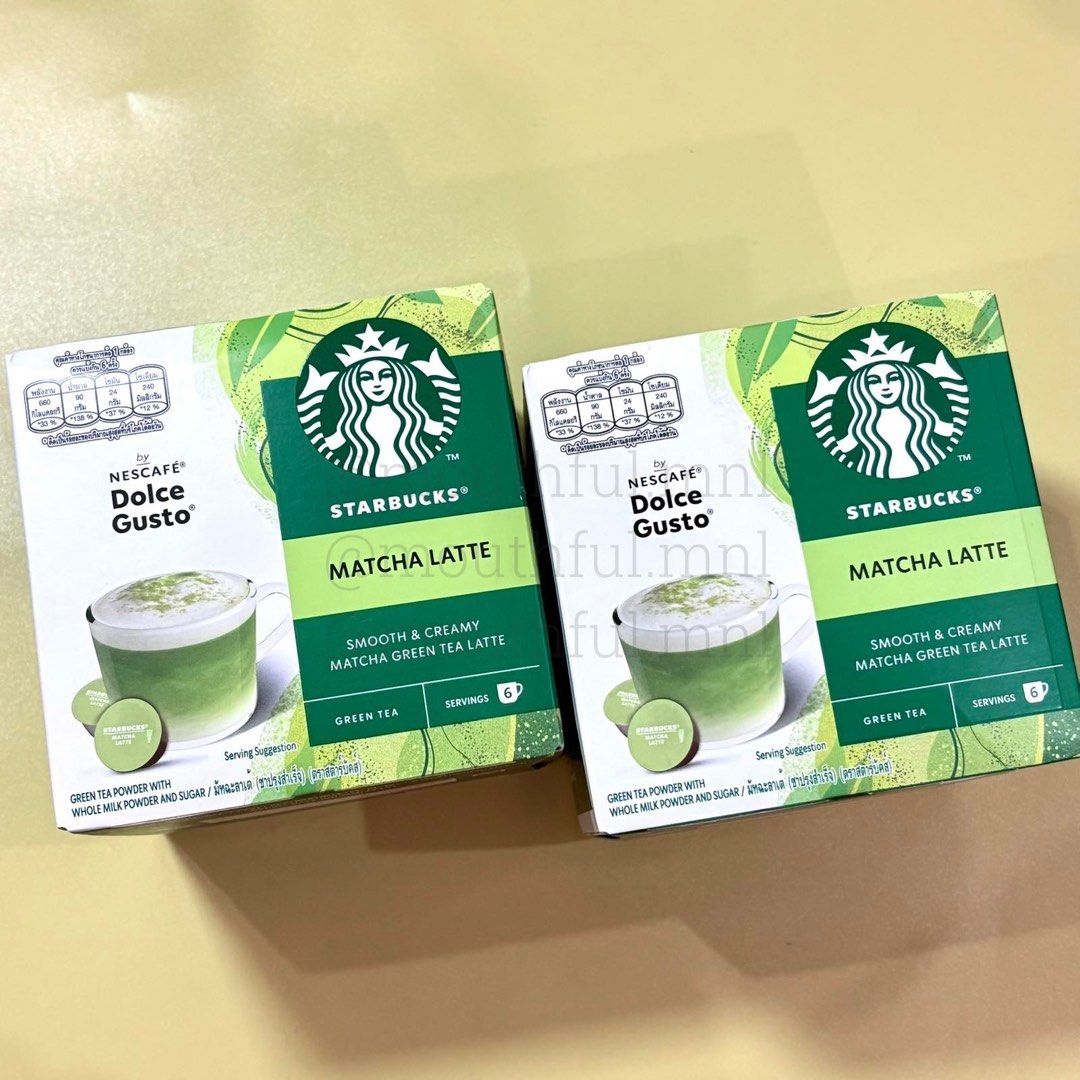 Starbucks Matcha Latte Dolce Gusto Capsules (Category: Beverages) located in Rizal. Submitted by ichbingenisse (Listing ID 1413940004, Image 2). Description: - Starbucks Matcha Latte Dolce Gusto capsules. - Each box contains 6 servings. - Easy and quick to prepare. - Enjoy the smooth and creamy matcha latte at home. Pick up thru lalamove Loc masinag antipolo.