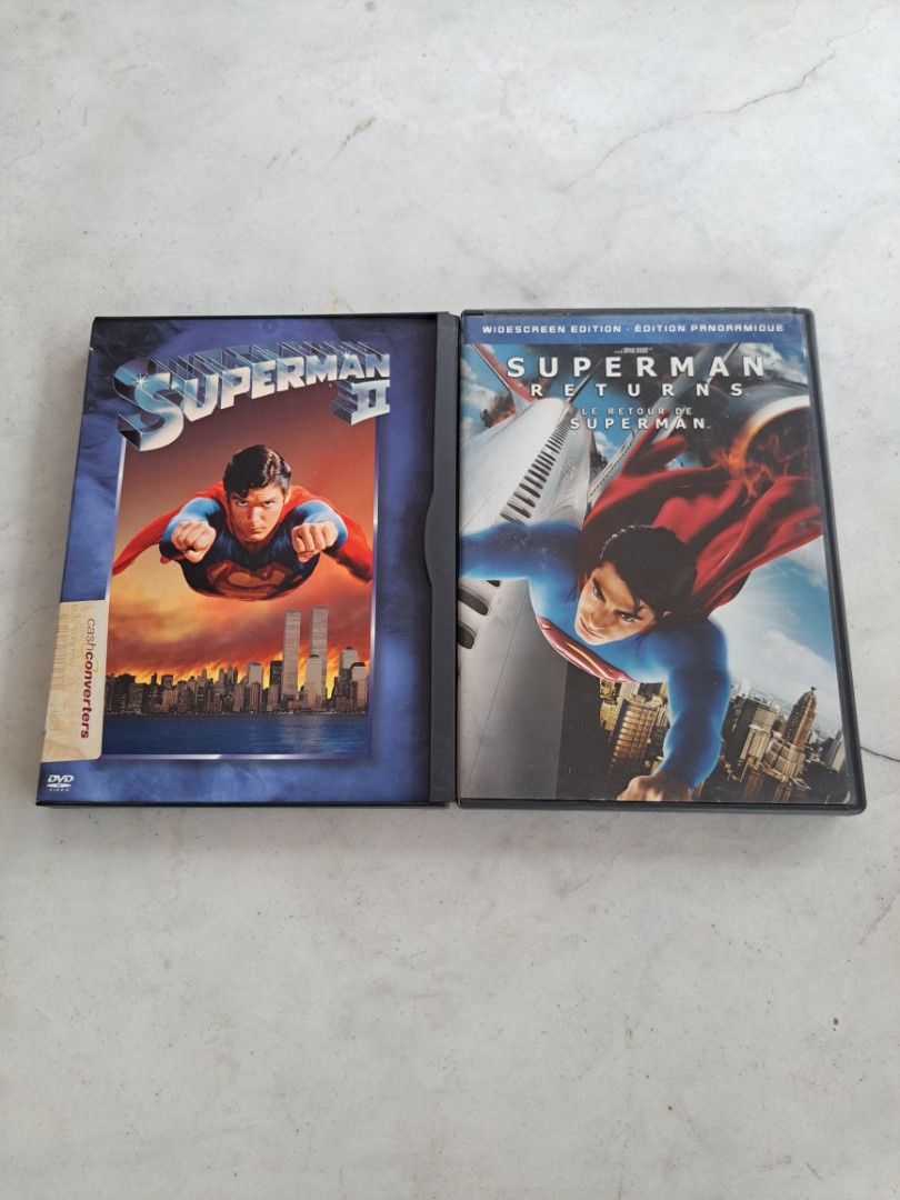 Superman DVD - Superman II and Superman Returns (Category: CDs & DVDs) located in Pasig City. Submitted by frenchcanadianfilipino (Listing ID 1413932894, Image 1). Description: Superman DVD Bundle - Superman II and Superman Returns Superman II: Features Superman flying over a city Superman Returns: Widescreen edition Both DVDs in original cases.