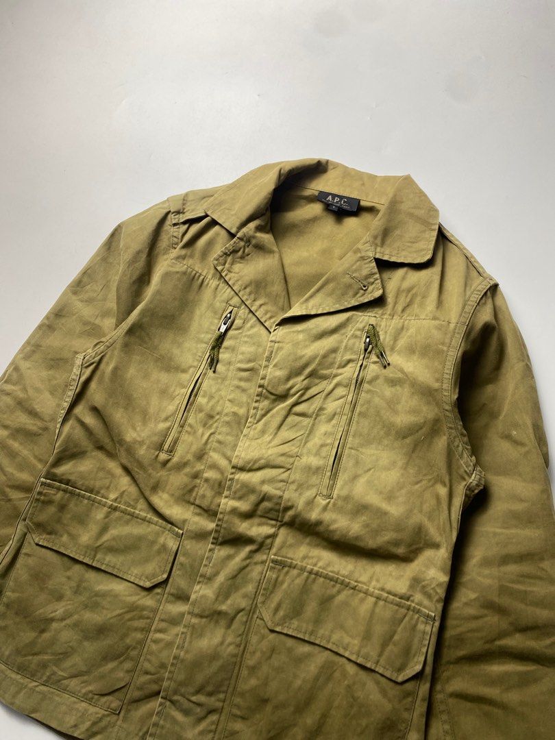 Vintage APC Waxed Military Jacket (Category: Coats, Jackets and Outerwear) located in Baguio. Submitted by archival.store (Listing ID 1413946642, Image 2). Description: Condition:Great Size Tag:S Width:18 Length:24.5 Shoulders:15.5 Sleeves:23.5.