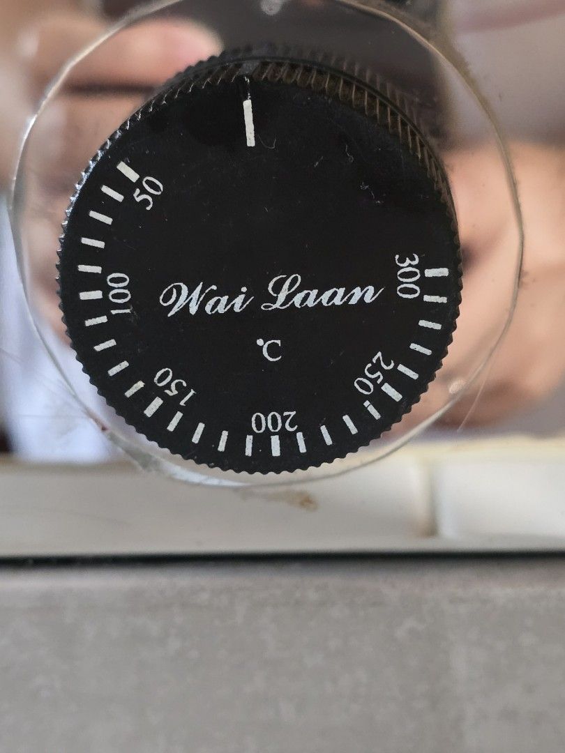 Wai Laan Waffle Maker (Category: Breadmakers) located in Antipolo. Submitted by arya2k18 (Listing ID 1413971688, Image 2). Description: Wai Laan waffle maker is designed to make six stick waffles at a time. It features a temperature control dial with settings up to 300 degrees Celsius. The power indicator light is visible..
