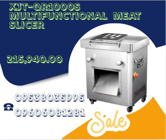 XJT-QR1000S Multifunctional meat slicer (Category: Home Improvement Tools & Accessories) located in Caloocan City. Submitted by 09513227950 (Listing ID 1413877415, Image 1). Description: Model: XJT-QR1000S Voltage: 220/380V Power: 1.5/2.2kw Yield: 300-600kg/h Inlet size: 260*100mm Blade diameter: Φ 125mm Blade thickness: 1.2mm Product size: 600*580*760mm Product weight: ~96kg .