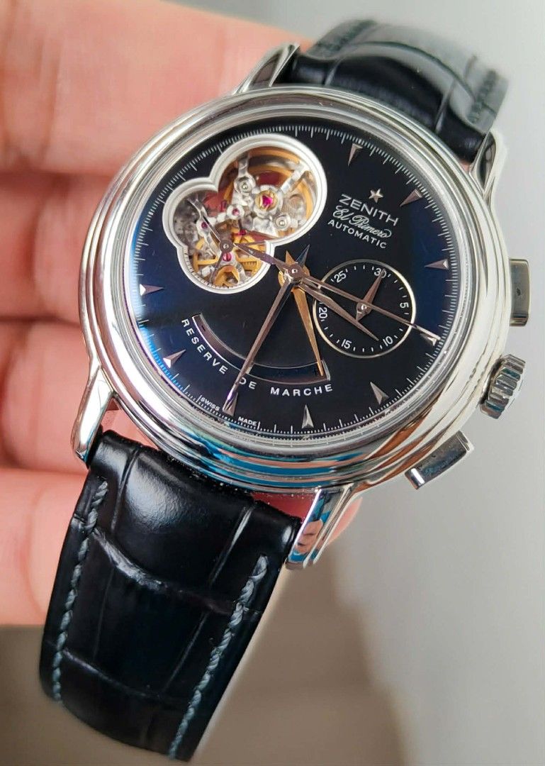 ZENITH CHRONOMASTER OPEN HEART RESERVE DE MARCHE‼️ (Category: Luxury Watches) located in Quezon City. Submitted by timeoutwatches (Listing ID 1413976985, Image 1). Description: ZENITH CHRONOMASTER OPEN HEART RESERVE DE MARCHE‼️ Bnew Price: 537,000 php My Price: 248,000 php Complete set w/ Extra Leather Strap Model: 03.0240.4021/21.M240 Case: 40mm Condition: 9 / 10 Black Dial.