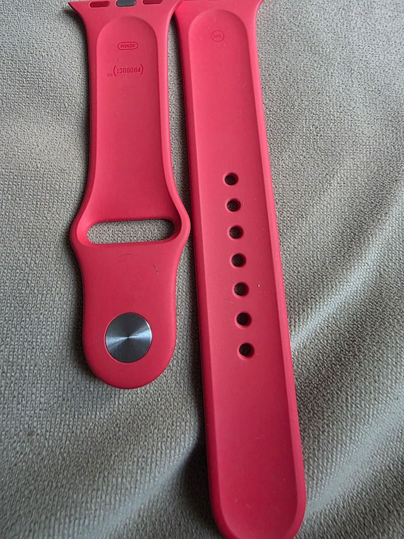 Apple Watch Band - 40mm M/L Red (Category: Wearables & Smart Watches) located in Davao. Submitted by akvtOS (Listing ID 1414092255, Image 1). Description: - Genuine Apple Watch band - Color: Red - Size: 40mm - Band Size: M/L - Includes product marking - Easy attachment with pin - Adjustable size with multiple holes 2pcs set only ( M/L ) never been used 1---.