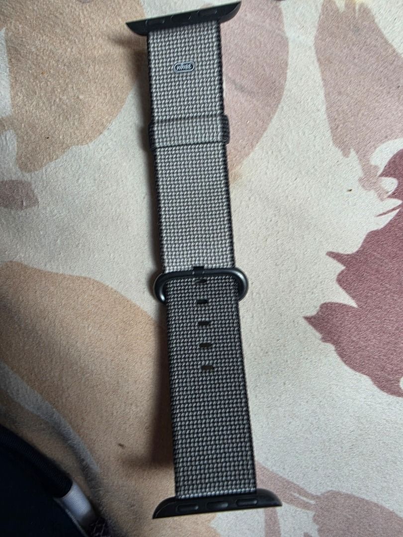 Apple Watch Sport woven Band (Category: Wearables & Smart Watches) located in Davao. Submitted by akvtOS (Listing ID 1414101342, Image 1). Description: - Apple Watch Sport Loop Band - Gray and black woven design - Black buckle and connectors - Comfortable and durable - Standard size - Compatible with various Apple Watch models - "Assembled in China" marked 38mm but compatible to newer apple watch.. 1----.