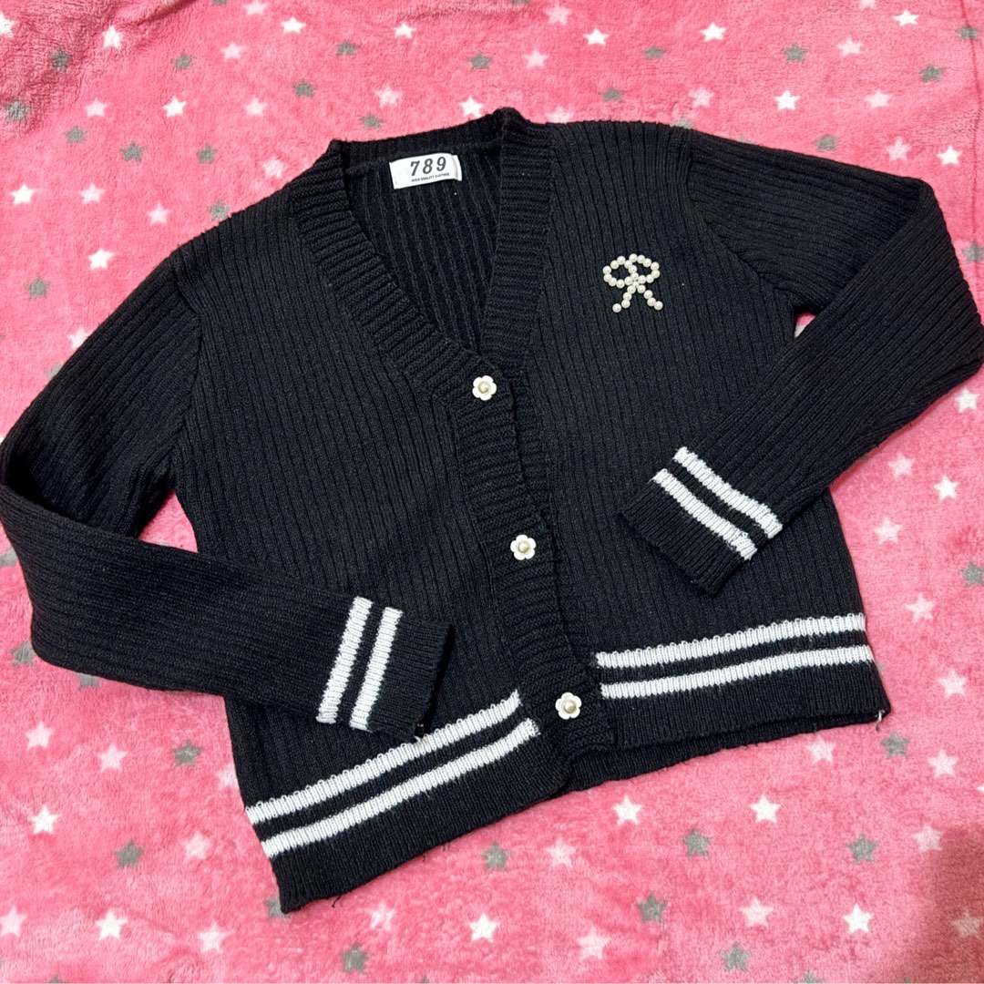 black knit cardigan + inner tank top pita ribbon bow bangkok import bkk ...