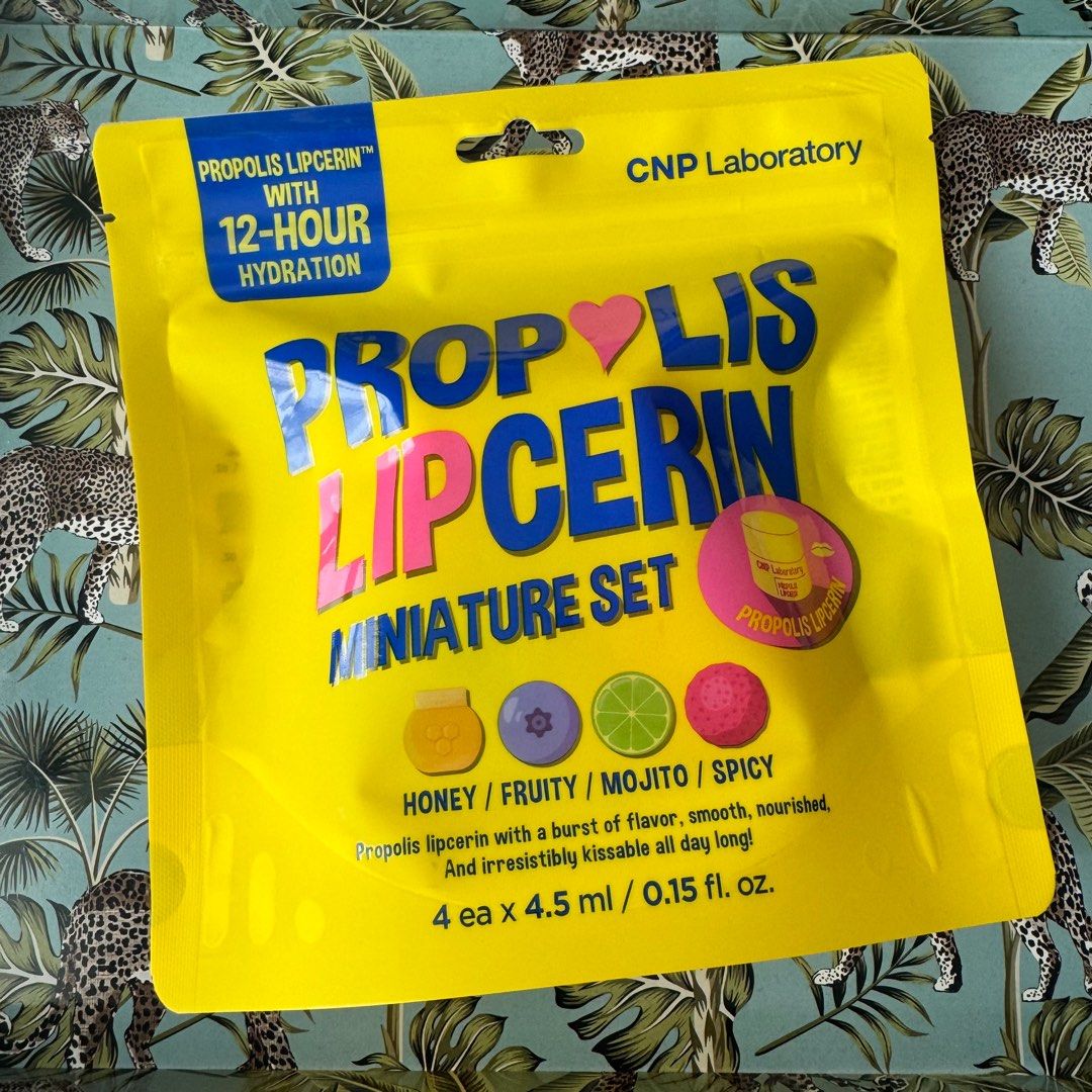 CNP LABORATORY Propolis Lipcerin Set (Category: Makeup) located in San Juan City. Submitted by coveted87 (Listing ID 1414079999, Image 2). Description: - 4 small jars in sealed plastic - Good for travel - Honey / Fruity / Mojito / Spicy - Bought in BKK but this is K-Beauty - Expiring Apr 2028 - BPI / GCash - Lala or J&T from San Juan .