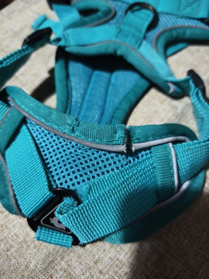 Dog Harness with Reflective Straps (Category: Homes & Other Pet Accessories) located in Quezon City. Submitted by Declutteru_QC (Listing ID 1400944821, Image 2). Description: - size: XL (chest =42-52cmneck 36-50cm - Teal dog harness - Reflective straps for safety - Adjustable fit - Breathable material - Secure buckle closure - Leash attachment point.