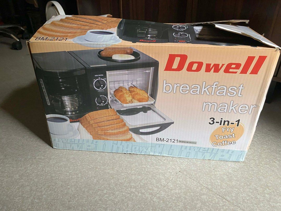 DOWELL BM-22 3 in 1 Breakfast Maker (Category: Coffee Machines & Makers) located in Paranaque City. Submitted by nyxmyoui (Listing ID 1414146902, Image 1). Description: DOWELL BM-22 3 in 1 Breakfast Maker ₱1,900(RUSH) — brandnew — never been use — open box lang rfs: nadouble yung bili, need cash. loc: bicutan, parañaque mod: lalamove / transpotify / pick up mop: gcash / bdo / cash .