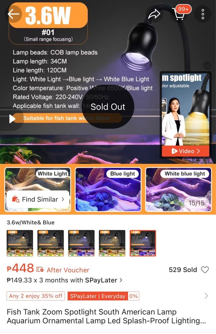 Fish tank aquarium lamp (Category: Homes & Other Pet Accessories) located in Manila. Submitted by patty_2021 (Listing ID 1414100321, Image 1). Description: .