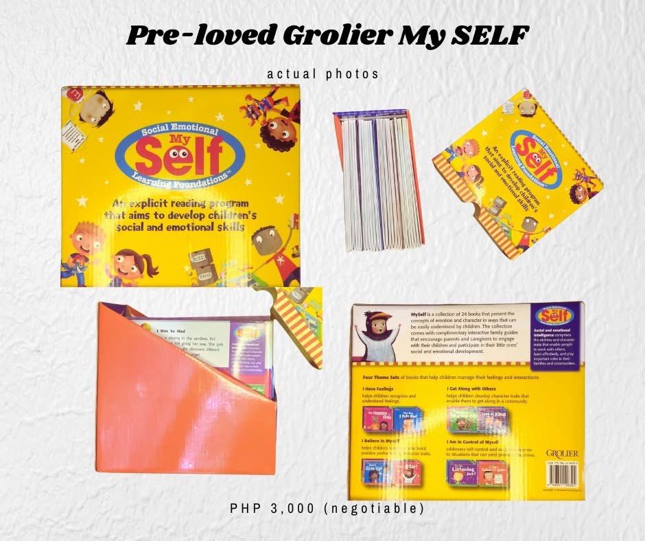 Grolier My Self Social Emotional Learning Foundations (Category: Textbooks) located in Manila. Submitted by daneshout (Listing ID 1414134598, Image 1). Description: - Pre-loved Grolier My Self Social Emotional Learning Foundations set. - Focuses on developing children's social and emotional skills. - Includes multiple books. - Price is negotiable..