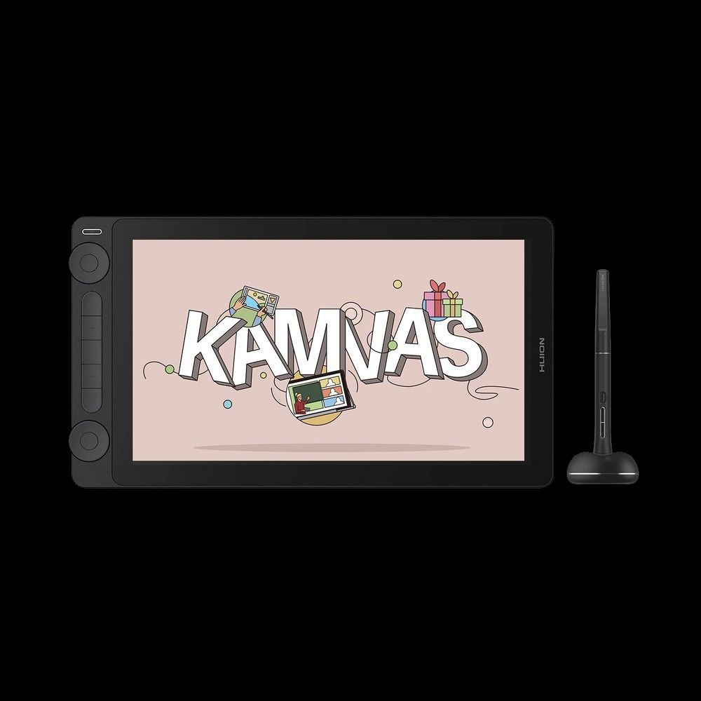 Huion Kamvas Drawing Tablet Gs1333 (Category: Others) located in Rizal. Submitted by Technobyte (Listing ID 1414099787, Image 1). Description: - Huion Kamvas drawing tablet for digital art. - Includes the tablet and pen. - Features shortcut buttons for easy access. - Comes with a pen stand. - Screen displays "Kamvas"..
