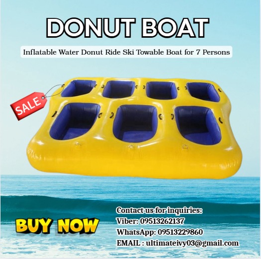 Inflatable Water Donut Ride Ski Towable Boat for 7 Persons, Everything ...