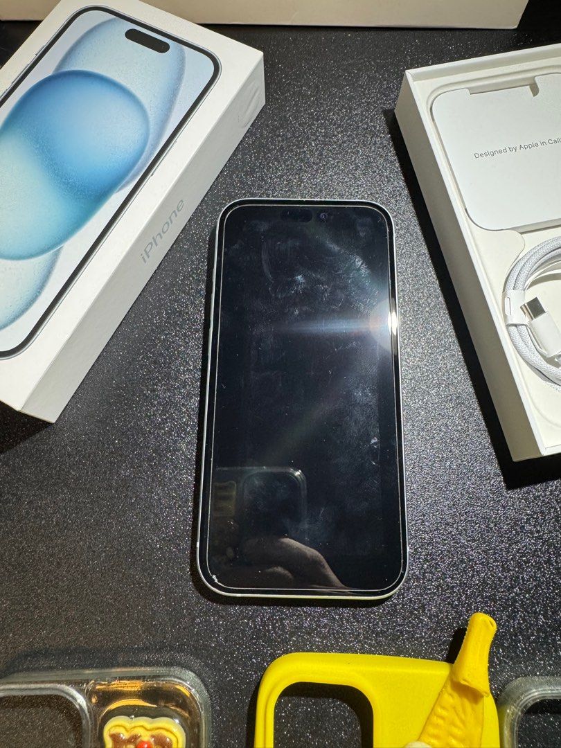 iPhone 15 128gb & CASpace (NEGOTIABLE) (Category: iPhone 15 Series) located in San Juan City. Submitted by warito (Listing ID 1414180527, Image 3). Description: Phone 15 blue 128gb 📱 Comes with 5 cases including branded Japanese CASpace water case purchased in Tokyo. Price: ₱27500 (willing to negotiate) Battery Health: 87% Location: San Juan Description: Selling my iPhone 15 purchased in February 2024 from SENCO LINK. Screen has no cracks but mi