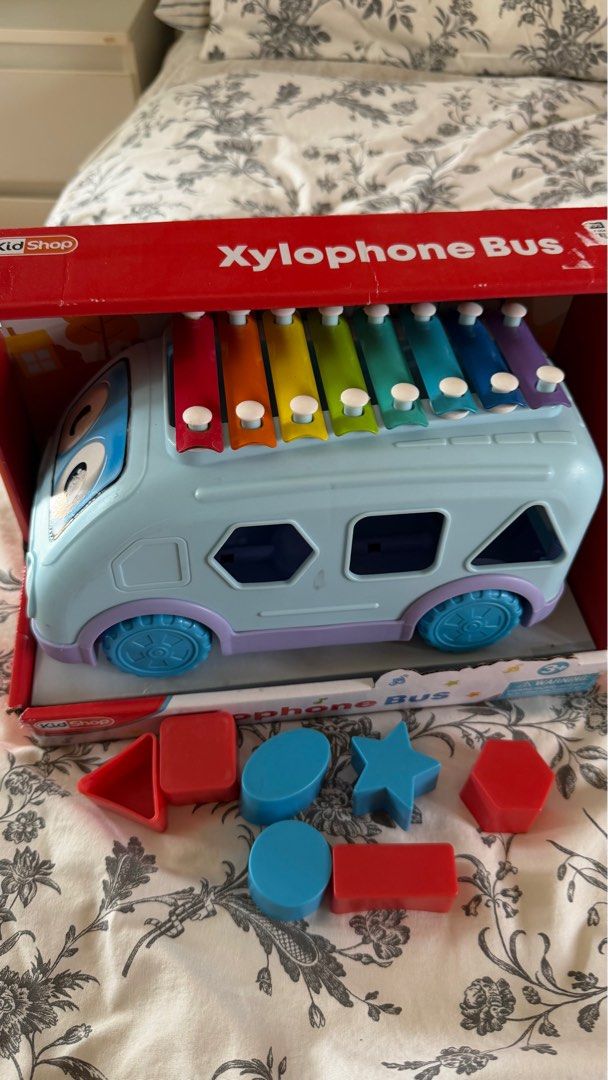 Kid Shop Xylophone Bus and Shape Sorter (Category: Educational & Learning Toys) located in Binan City. Submitted by gia.declutters (Listing ID 1414097702, Image 1). Description: Take all for the posted price See issues in photos. Missing number 3 and missing stick for xylophone .