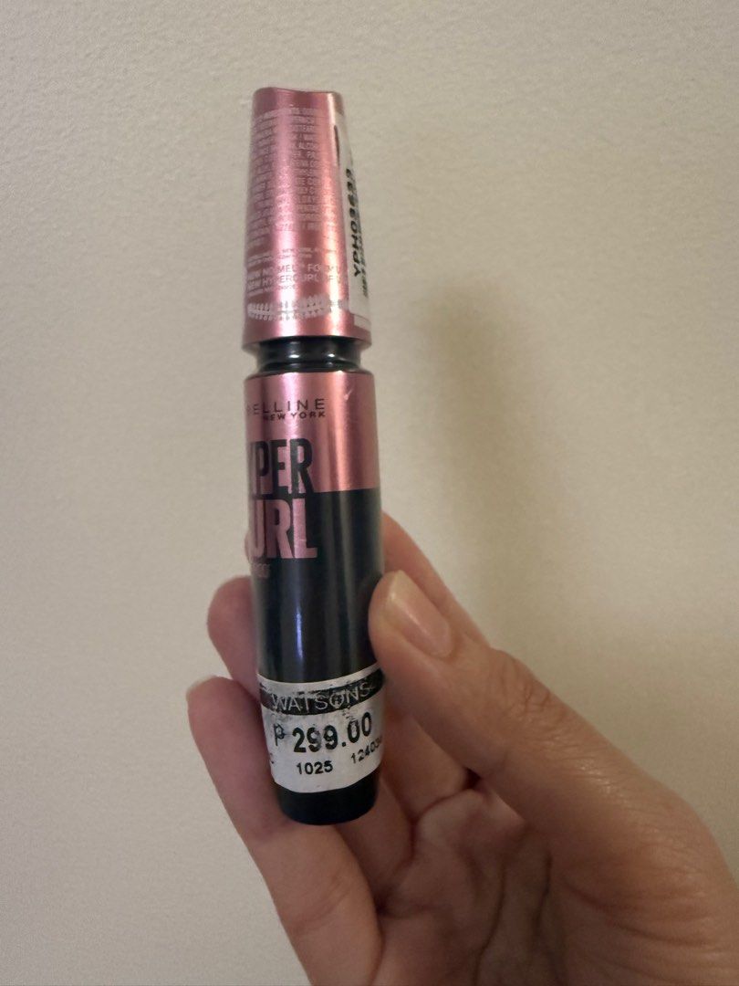 Maybelline Hyper Curl Waterproof Mascara - Very Black (Category: Makeup) located in Quezon City. Submitted by _cmls (Listing ID 1414179930, Image 1). Description: - Brand new, sealed Maybelline Hyper Curl Waterproof Mascara in Very Black. - Purchased from Watsons. - Expiry Date: EXP0228 - Made in China. - Model: Hyper Curl Waterproof - Bought for ₱299 -Selling for ₱200 only.