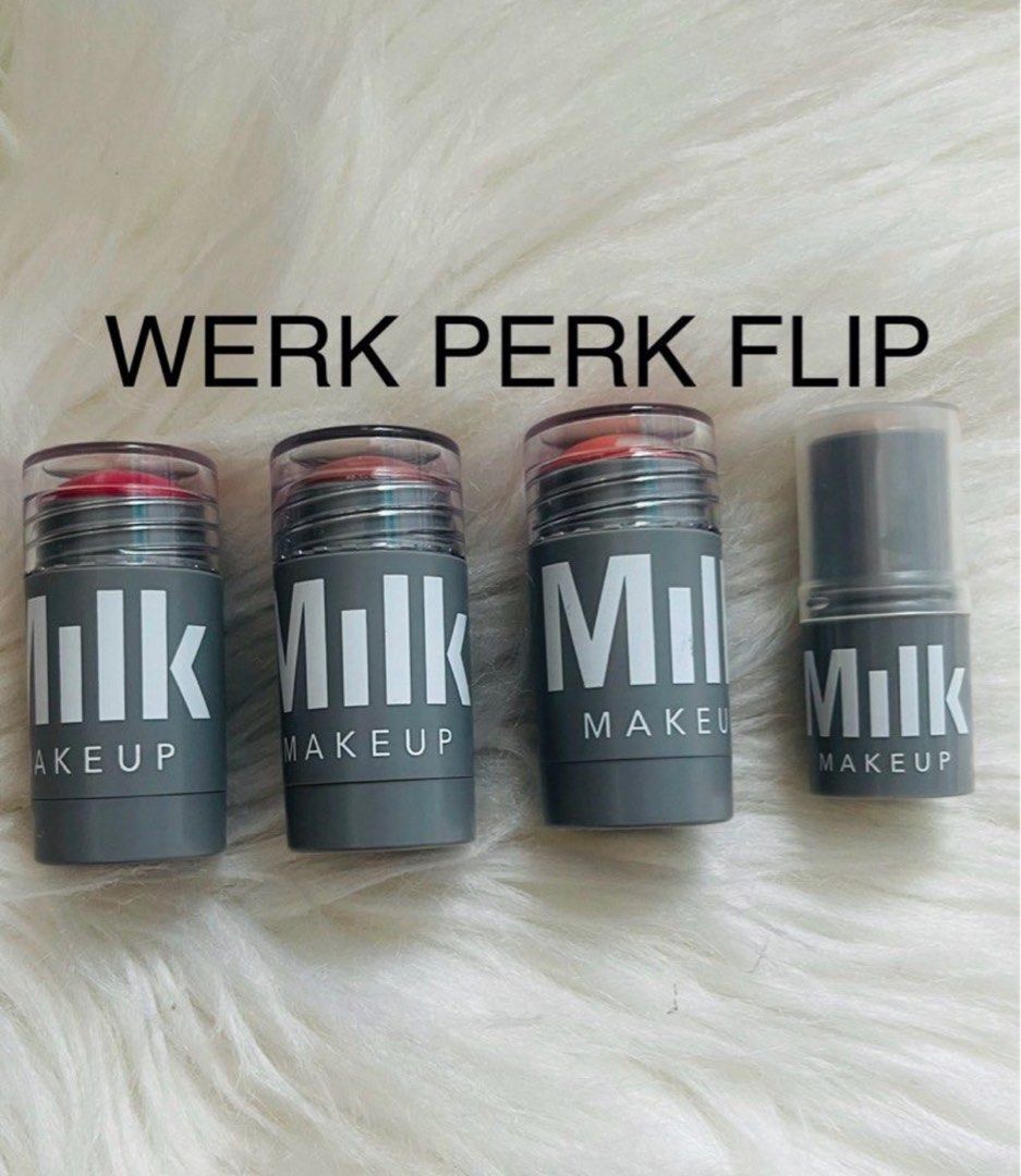 Milk makeup per piece (Category: Makeup) located in San Juan City. Submitted by cashfrancefashioncosmetics_ph (Listing ID 1414100728, Image 1). Description: PER PIECE ‼️MILK MAKEUP LIP&CHEEK BLUSH 📌WERK 6g 850 PERK. 6g. 850 FLIP. 6g. 850❌️sold Werk 3g. 650 NO BOX ALL AUTHENTIC FROM USA.