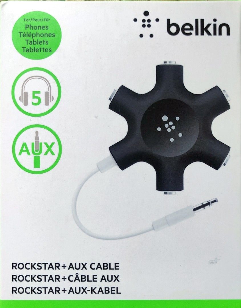 Original Belkin Rockstar Aux Cable Splitter (Category: Portable Audio Accessories) located in Angono. Submitted by raikagemarvz37 (Listing ID 1414153325, Image 1). Description: Binuksan lang for checking kung may laman, at working din naman, bilin nyu na for 1k or less, usap na lang po..