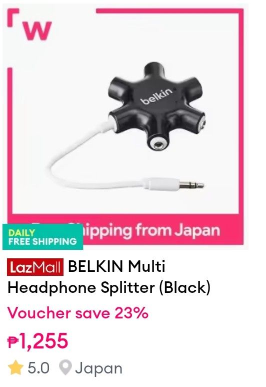 Original Belkin Rockstar Aux Cable Splitter (Category: Portable Audio Accessories) located in Angono. Submitted by raikagemarvz37 (Listing ID 1414153325, Image 3). Description: Binuksan lang for checking kung may laman, at working din naman, bilin nyu na for 1k or less, usap na lang po..