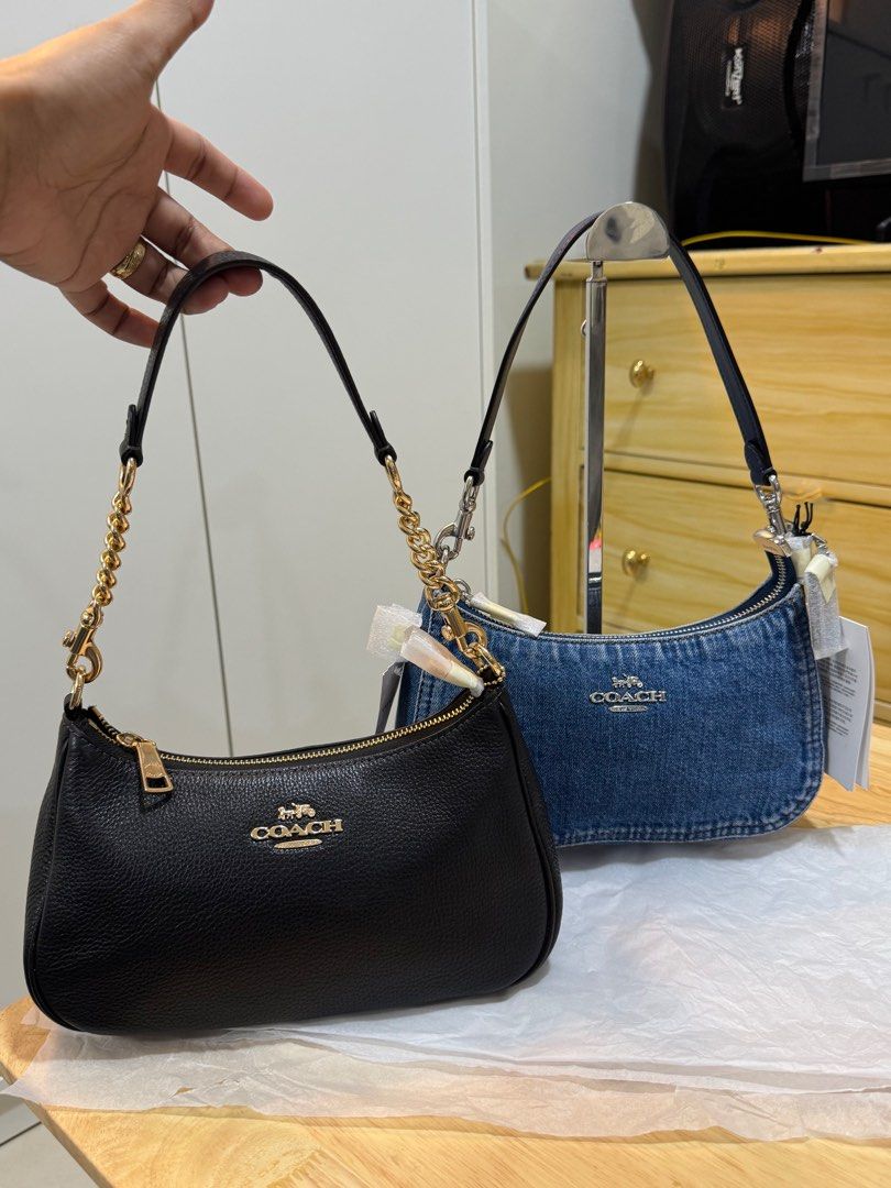 Original Coach Teri in Denim & Pebbled Black (Category: Luxury Bags & Wallets) located in San Fernando. Submitted by luckyfindsco (Listing ID 1414211608, Image 2). Description: 📌Price per bag. Slightly negotiable. 📌100% original. Complete inclusions. 📌Price tag, care card, and polyplastic. 📌Lalamove/Grab ready or pickup personally. Location is Pasig City .