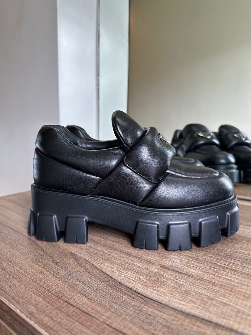 Prada Monolith Loafers Black (Category: Loafers) located in Quezon City. Submitted by alysstrade (Listing ID 1414104273, Image 2). Description: Inclusion: Prada dust-bag Flaw: sticker marking inside. .