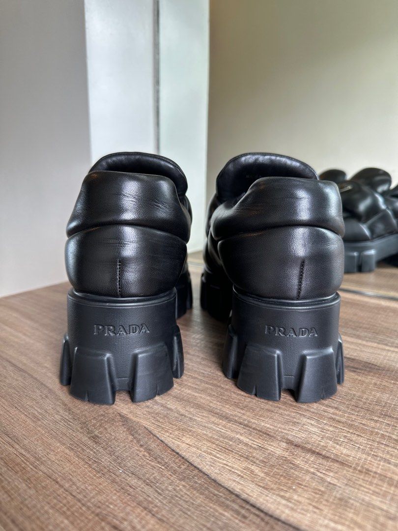 Prada Monolith Loafers Black (Category: Loafers) located in Quezon City. Submitted by alysstrade (Listing ID 1414104273, Image 3). Description: Inclusion: Prada dust-bag Flaw: sticker marking inside. .