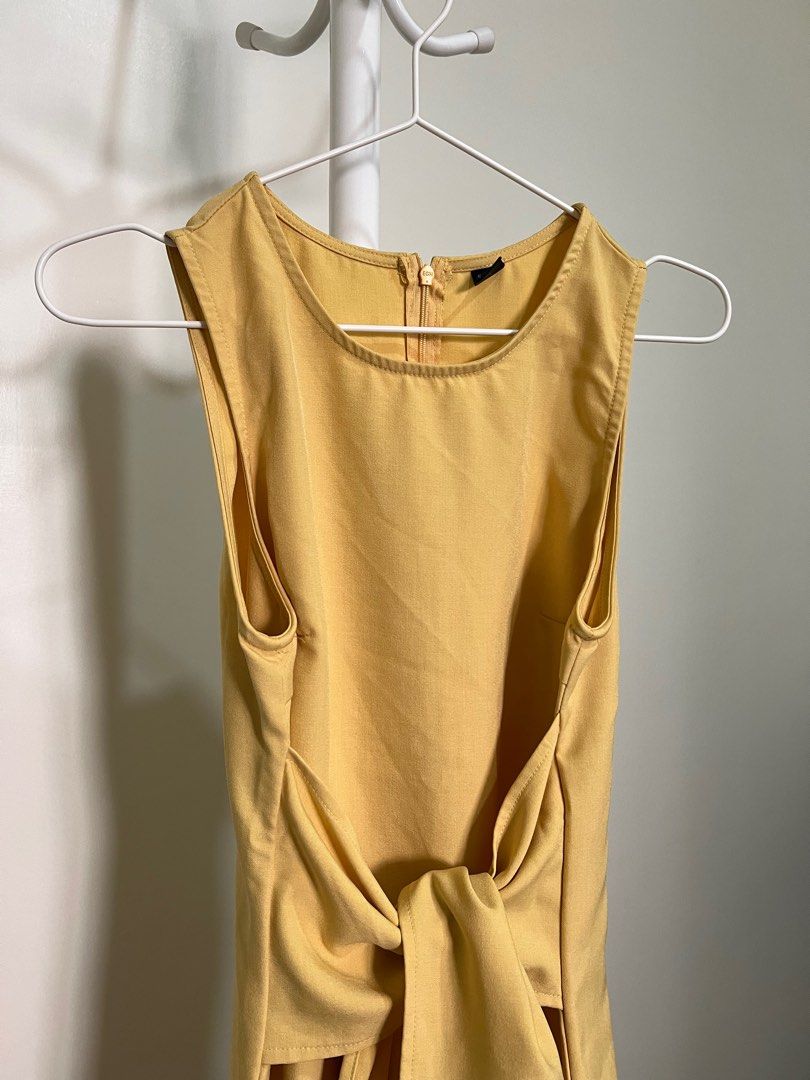 Shein Yellow Front Tie Dress (Category: Dresses) located in Pasig City. Submitted by decluttermycloset.24 (Listing ID 1414147467, Image 2). Description: - Shein Yellow Front Tie Dress - Size: XS (EU 34) - Slightly negotiable.