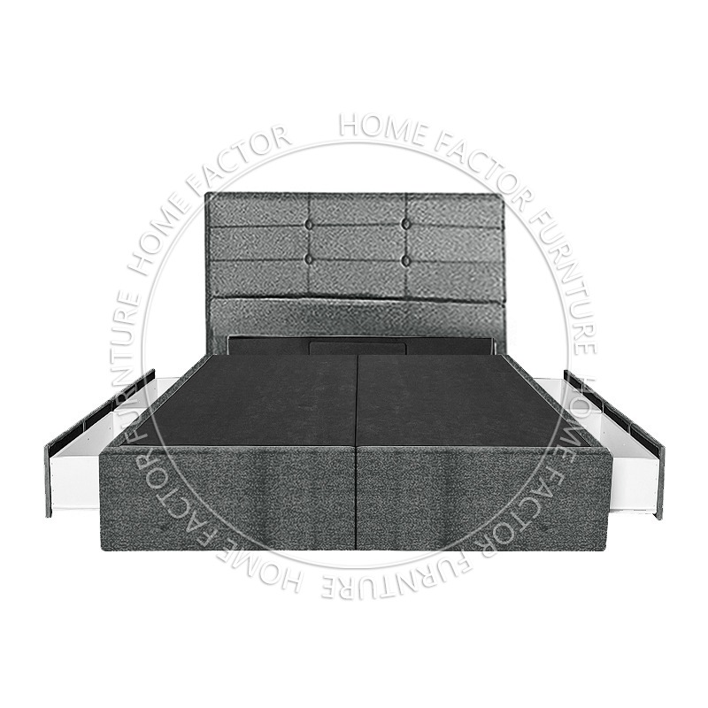 Storage Bed Frame Wooden Internal Structure Cushioned Headboard ...