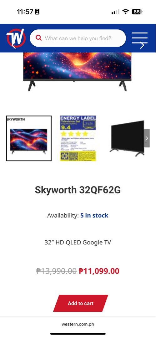 Skyworth QLED+ Google TV 32 inch (Category: TV) located in Manila. Submitted by dannyp123 (Listing ID 1414085411, Image 2). Description: Sells for P11k - P13k in stores. No need for small TV. - Skyworth 32-inch QLED+ Google TV - Google TV built-in - HDR 10 and Dolby support - Includes Netflix - Designed with OYO Care TV for families.