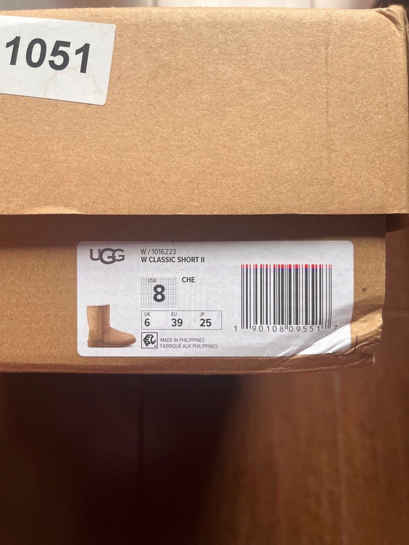 UGG W Classic Short II Boots - Size 8 (Category: Boots) located in Baguio. Submitted by caitlingm (Listing ID 1414055416, Image 3). Description: - Authentic UGG W Classic Short II boots - Size: US 8 (EU 39, 25cm) - Color: Tan - Features a soft, fluffy interior - Comes with original box - Perfect for Womens size 7. -Will give free waterproof spray.