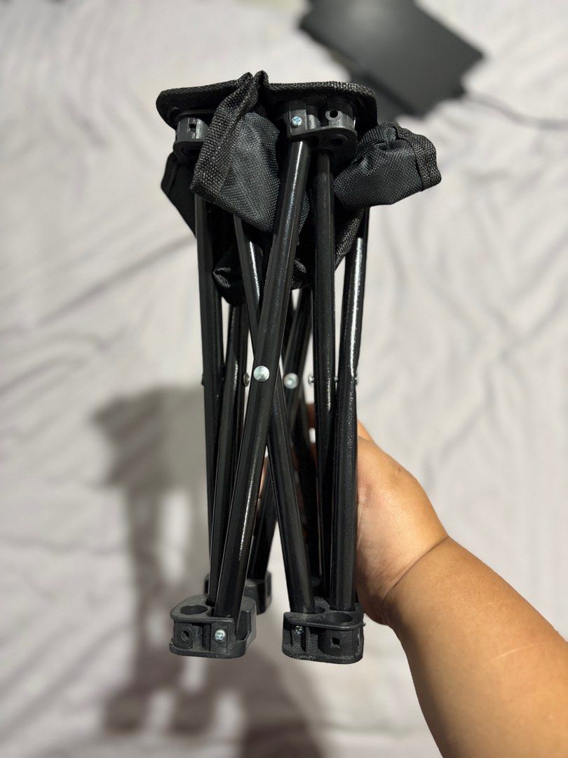 Wthb Outdoor Folding Camping Stool (Category: Chairs) located in Bulacan. Submitted by gamegirl97 (Listing ID 1414086867, Image 3). Description: - Black Wthb Outdoor folding camping stool - Black fabric seat with Wthb Outdoor logo - Black metal frame - Folds for easy storage and transport - Plastic feet for stability - Compact and lightweight - Ideal for outdoor activities.