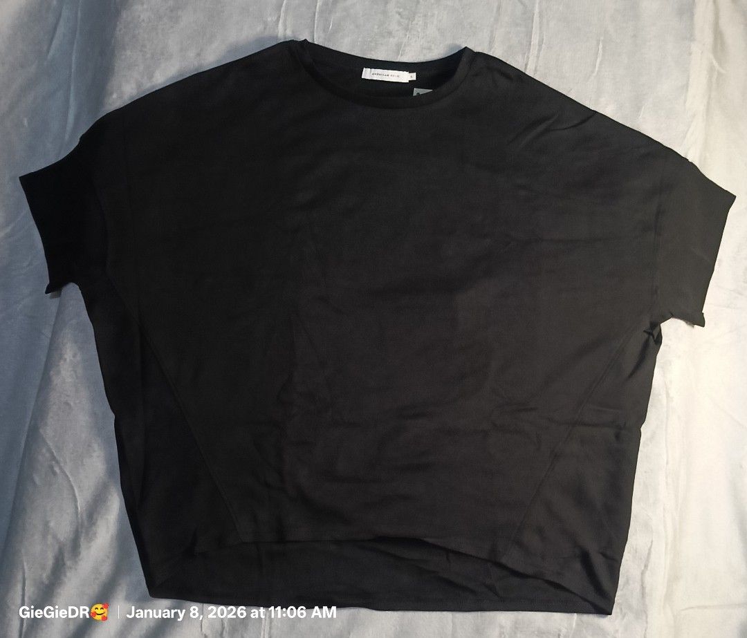 American Holic Oversized TShirt Blouse -Large #2005 (Category: Shirts) located in Santa Cruz. Submitted by gie_thrift_shop (Listing ID 1414274544, Image 3). Description: 🩷American Holic Oversized TShirt Blouse 🩷Color:Black 🩷Size:Large on tag 🟤Measurements:Tape measure (in) 📏Pit to Pit :29inches 📏Length:22inches 🔵New w/o tag ❤️Preloved bought in Japan -unused 🧺Need Wash Kindly check photos for actual condition 💕 Low offers kindly pass but