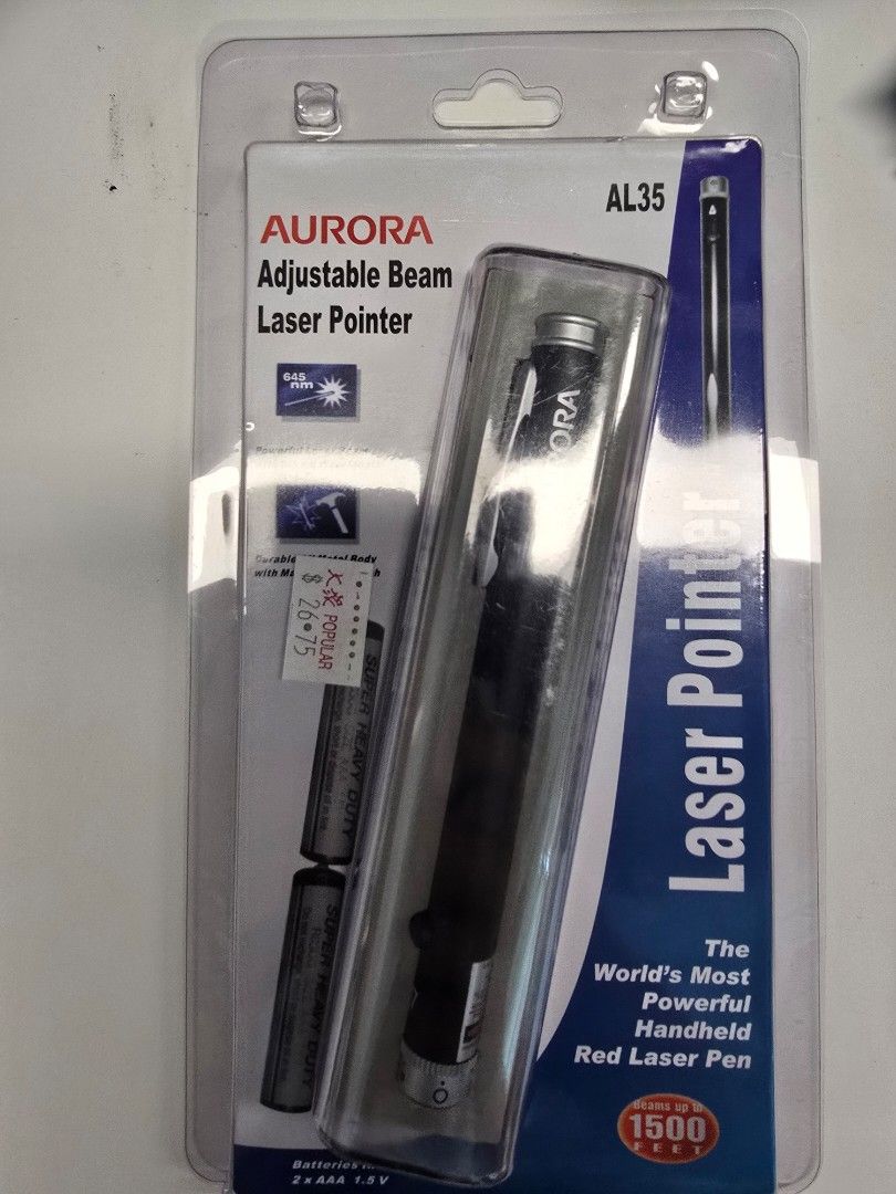 Aurora Laser Pointer (Category: Office & Business Technology) located in Singapore. Submitted by xxkmxx (Listing ID 1414252826, Image 1). Description: Opened and labelled but not used. Label removed already. Free tracked mail..