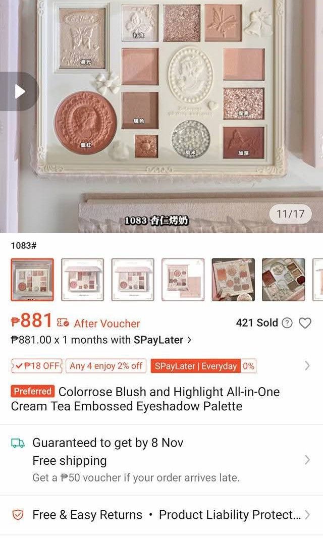 Authentic colorrose makeup palette (Category: Makeup) located in Pasig City. Submitted by jessentials (Listing ID 1414269212, Image 1). Description: .