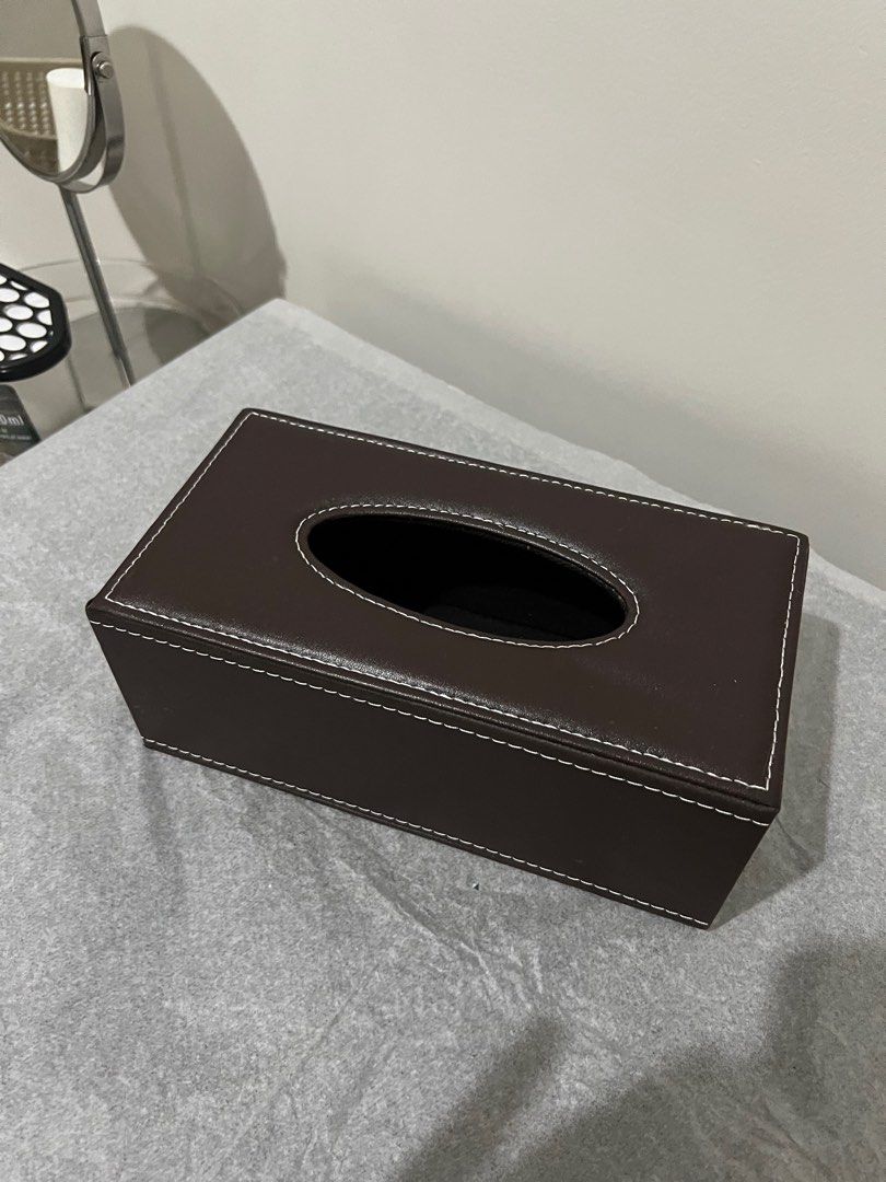 Brown Leather Tissue Box (Category: Storage Boxes & Baskets) located in Quezon City. Submitted by styleandcomfort (Listing ID 1414376366, Image 2). Description: Almost brand new Recently bought Message me for inquiries 😊.