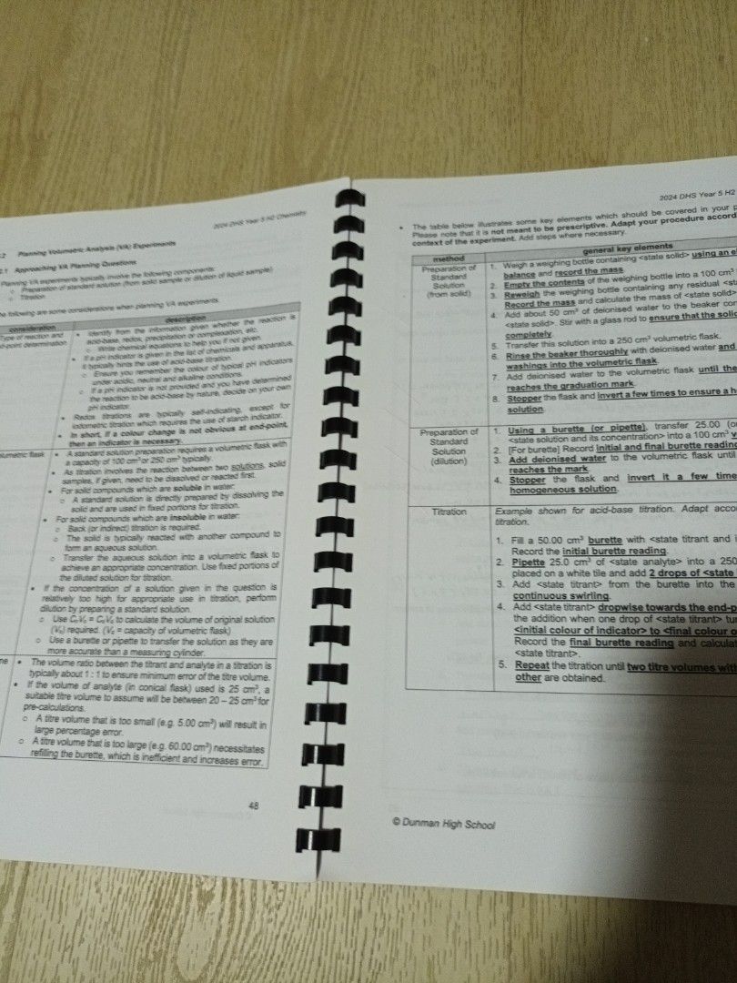 Dhs Notes DHS H2 Chemistry Practical Handbook - Book 1, Hobbies & Toys, Books ...