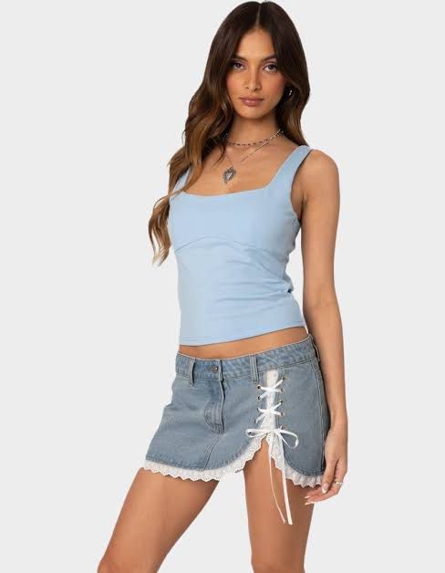 Edikted Ronda Bow Back Tank Top - Light Blue (Category: Others Tops) located in Rizal. Submitted by thriiftyy (Listing ID 1414432748, Image 1). Description: used once but doesnt really fit well.