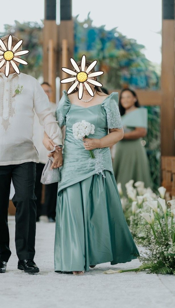 Filipiniana Gown (Category: Evening dresses & gowns) located in Pasig City. Submitted by jncvllnv (Listing ID 1414282642, Image 3). Description: DRY CLEANED, READY TO WEAR PRICES ARE NEGOTIABLE ❇️ Ninang Gown 1 (Sage Green) 5k Custom Made from Barong at Bestida Australia Fabric is Satin Mesurements for reference: Height - 5'2.5 Bust - 40" Shoulder - 16" Waist - 34" Hips - 39" ❇️Ninang Gown 2 (Dusty Olive Green) 3k Custom Made Fabric is Satin Meas