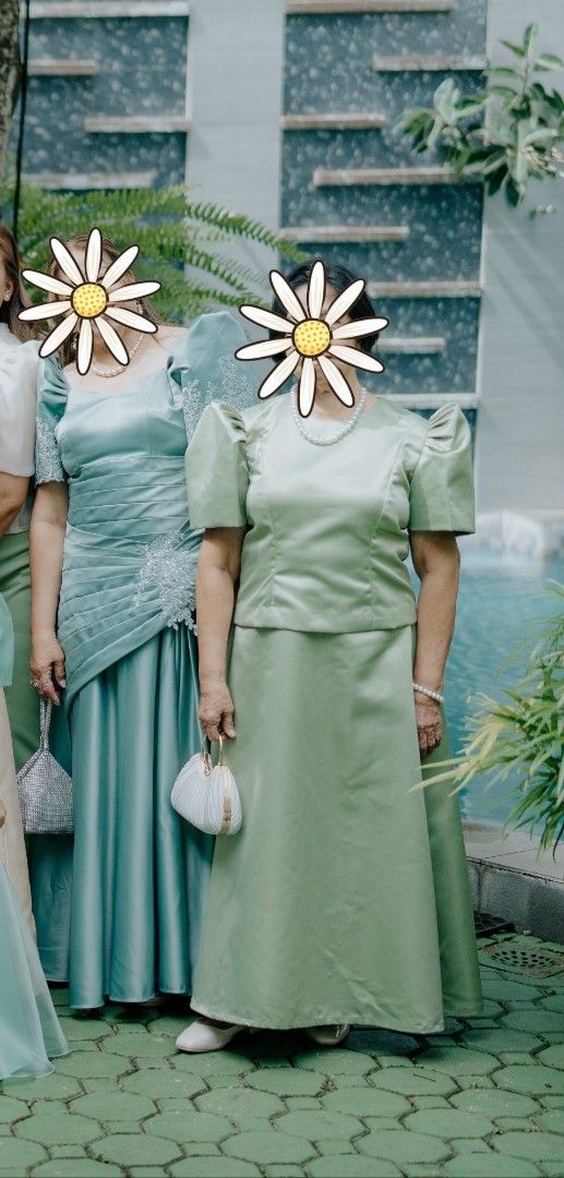 Filipiniana Gown (Category: Evening dresses & gowns) located in Pasig City. Submitted by jncvllnv (Listing ID 1414282642, Image 2). Description: DRY CLEANED, READY TO WEAR PRICES ARE NEGOTIABLE ❇️ Ninang Gown 1 (Sage Green) 5k Custom Made from Barong at Bestida Australia Fabric is Satin Mesurements for reference: Height - 5'2.5 Bust - 40" Shoulder - 16" Waist - 34" Hips - 39" ❇️Ninang Gown 2 (Dusty Olive Green) 3k Custom Made Fabric is Satin Meas