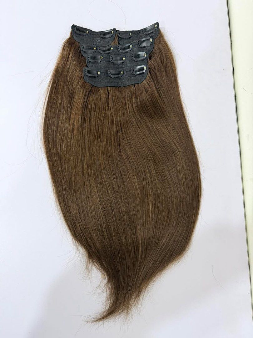 Human hair extension (Brown) (Category: Hair Accessories) located in Pasig City. Submitted by x.declutter (Listing ID 1414424237, Image 1). Description: - Warm brown clip-in hair extensions - Multiple clips for secure attachment - Long and straight for a natural look - Easy to apply and style - Adds instant volume and length - Perfect for highlights or a complete hair transformation -20inches -worn once -original price: 8k -I got it from mermaid 