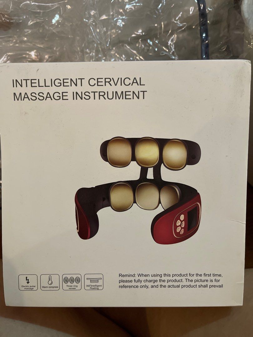 Intelligent Cervical Massage Instrument (Category: Massage Devices) located in Las Pinas. Submitted by frugalmama (Listing ID 1414313897, Image 1). Description: Intelligent Cervical Massage Instrument offers electrical pulse and hot compress modes. It is designed for neck and back pain relief. The device has an LCD screen and control buttons. It is recommended to fully charge the product before first use. The electrodes should be placed close to 