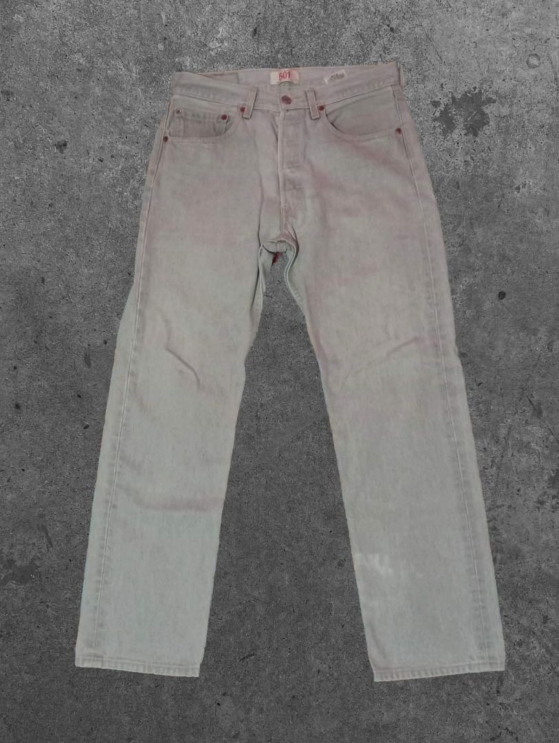 LEVIS 501 GREY (Category: Jeans) located in Quezon. Submitted by joooles (Listing ID 1414353188, Image 1). Description: - Levi's 501 jeans - Light wash - Button fly - Straight leg fit - Features signs of wear (faded appearance, discoloration) - Classic Levi's tag at the back - Timeless piece -32x40.