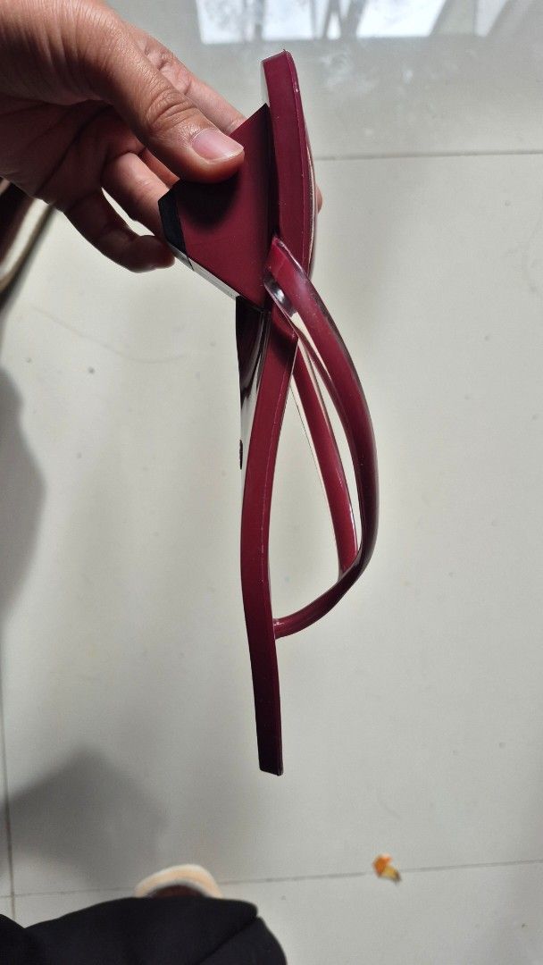 Marche Red Heeled Sandals (Category: Heels) located in Caloocan City. Submitted by danahsaur (Listing ID 1414308818, Image 3). Description: - Red Marche sandals - Square toe design - Small heel - Thong strap - Textured soles for grip - Marche branding on insole -made of plastic material.