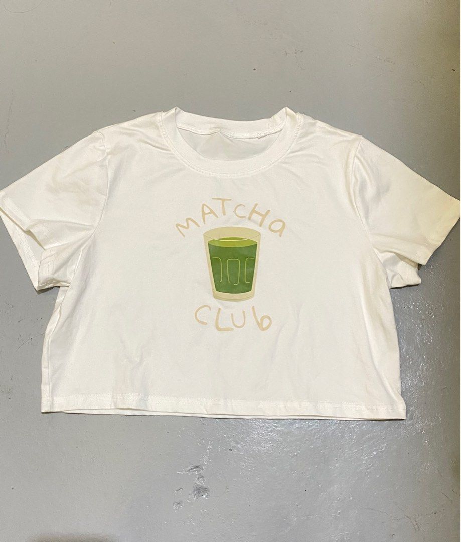 matcha white cropped t shirt (Category: Shirts) located in Manila. Submitted by grt.choice (Listing ID 1414195252, Image 1). Description: please manage your expectations slightly negotiable no rush shipping, pls! size: small to medium used twice bought from a thrift shop on IG rfs: decluttering mop: gcash, bdo, maya, gotyme mod: j&t, sdd.