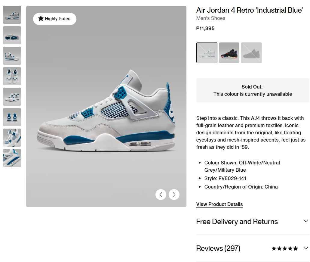 Nike Air Jordan 4 Retro (Category: Sneakers) located in Makati City. Submitted by rags2php (Listing ID 1411038431, Image 1). Description: See picture for the original price RFS: Decluttering .