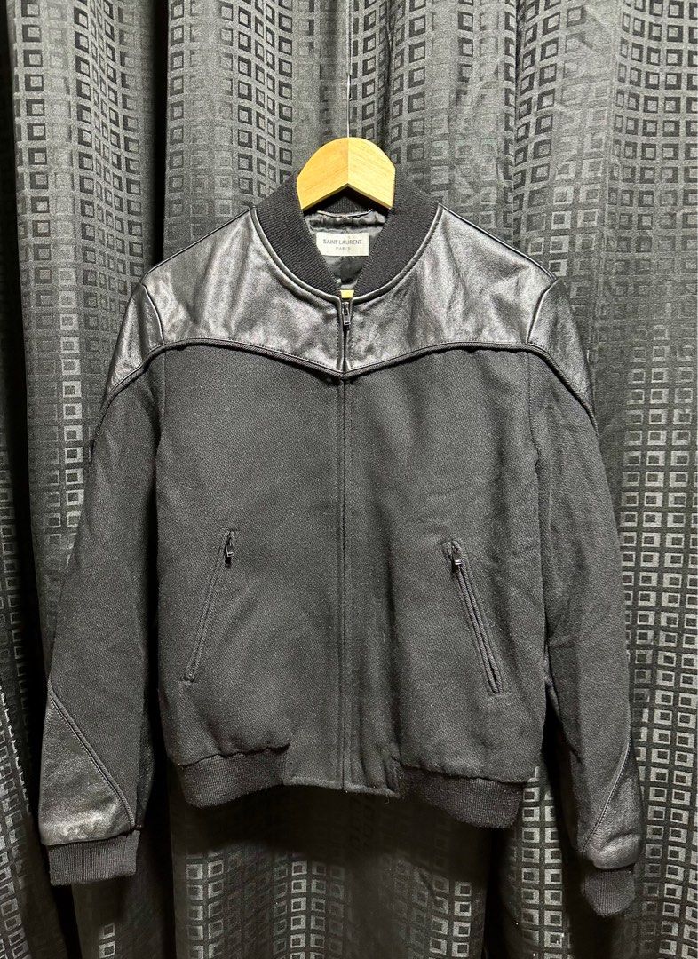 saint laurent wool/leather varsity jacket (Category: Luxury Apparel) located in Atok. Submitted by fullroom.dgs (Listing ID 1414411152, Image 1). Description: saint laurent wool/leather varsity jacket very good condition size 48.