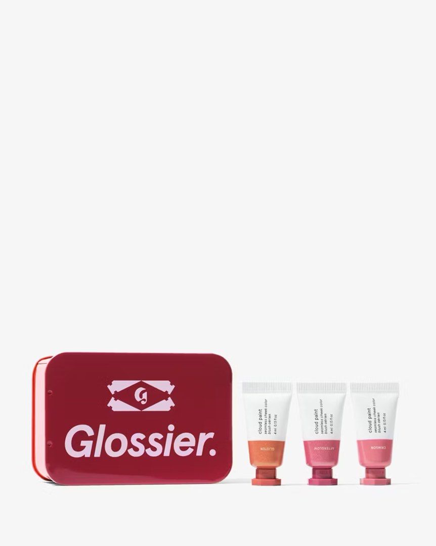 SALE Glossier Mini Cloud Paint Trio (Category: Makeup) located in Quezon City. Submitted by xo.cart (Listing ID 1412136455, Image 1). Description: 🍁 PASABUY / PRE-ORDER 🍁 Limited Edition only! This set comes with three blushes to mix and match! • Crimson • Afterglow • Glisten per PIECE: ₱630 (negotiable if more than one) as a SET: ₱1,600 ETA: May 15, 2026.