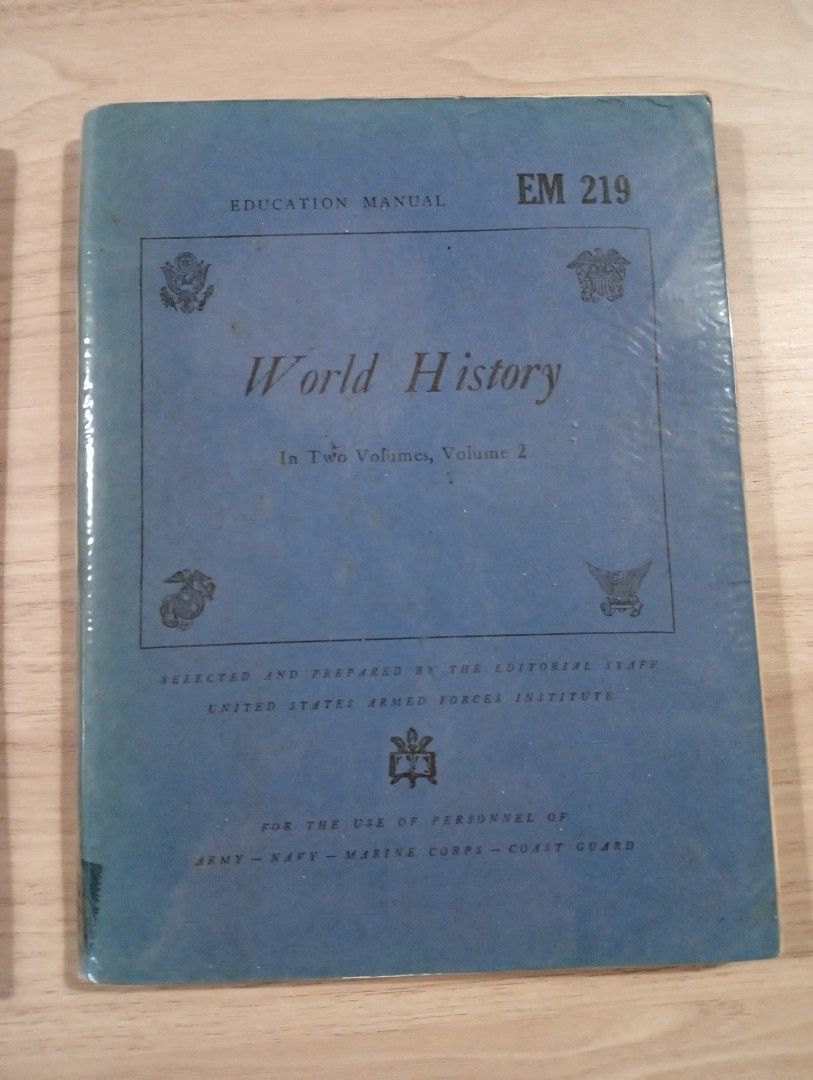 World History - In Two Volumes (Category: Textbooks) located in Pasay City. Submitted by rarebiblesandmore (Listing ID 1414260114, Image 1). Description: World History In Two Volumes, Volume 1, Volume 2 Selected and Prepared by the Editorial Staff United States Armed Forces Institute ©1942.