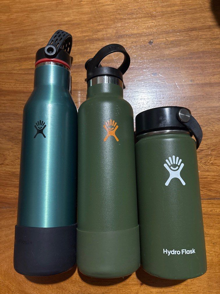 Authentic Hydroflask Green water bottles (Category: Water Bottles & Tumblers) located in Pasig City. Submitted by designeritems4less (Listing ID 1414540698, Image 1). Description: Guaranteed 100% authentic From my collection of Green Hydroflask water bottles some are limited edition Sea green Hydroflask 24oz Limited edition timberline green bottle with orange 21oz Green wide flex 16oz broken handle pls just replace cap/rubber handle selling super