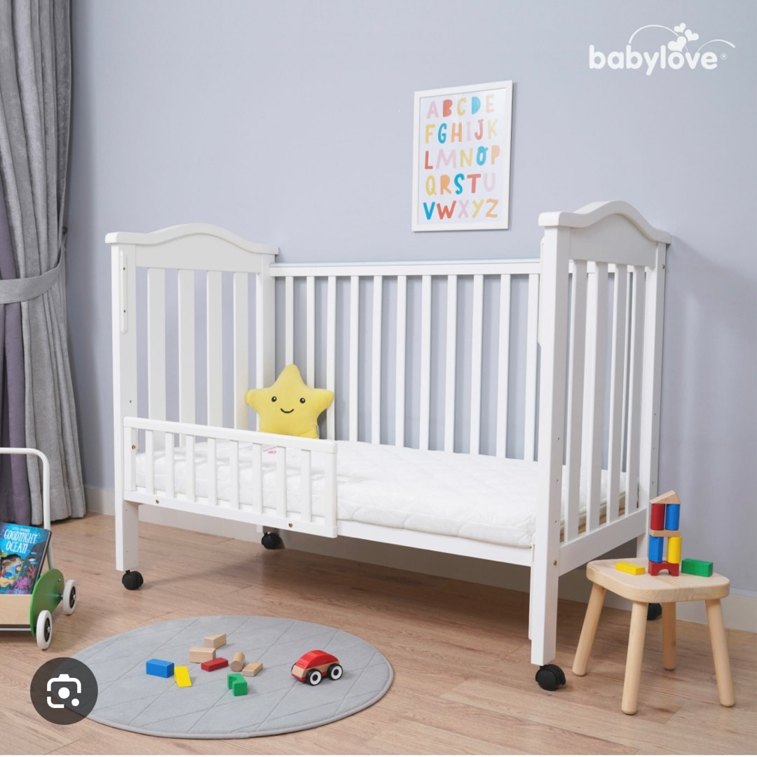 BabyLove White Baby Cot with Getha Latex Mattress, Babies & Kids, Baby ...